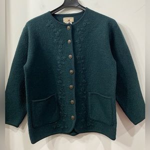 Vintage Point Zero Wool Thick Cardigan Sweater/ Blazer Dark Green size M